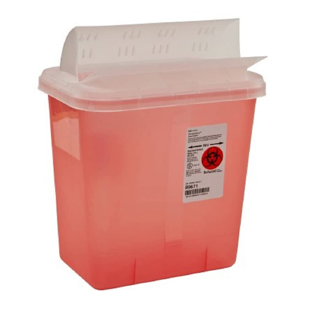 89671 Covidien Multi-Purpose Sharps Containers Horizontal-Drop Opening Lid 2Gal