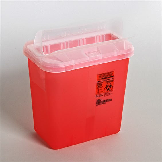 89671 Covidien Multi-Purpose Sharps Containers Horizontal-Drop Opening Lid 2Gal