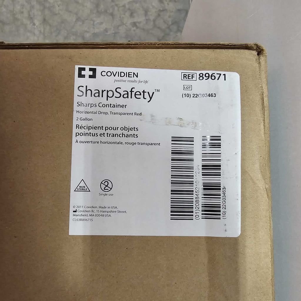 89671 Covidien Multi-Purpose Sharps Containers Horizontal-Drop Opening Lid 2Gal