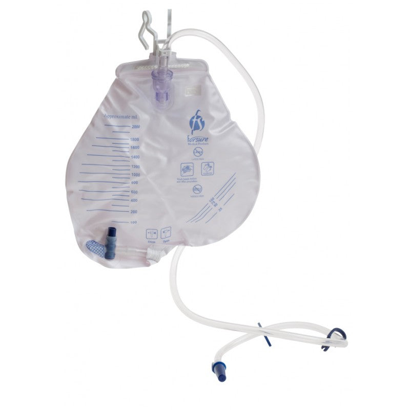 2 Urine Urinary Drainage 2000 ml Pear Shape Anti-reflux valve drip chamber Vented