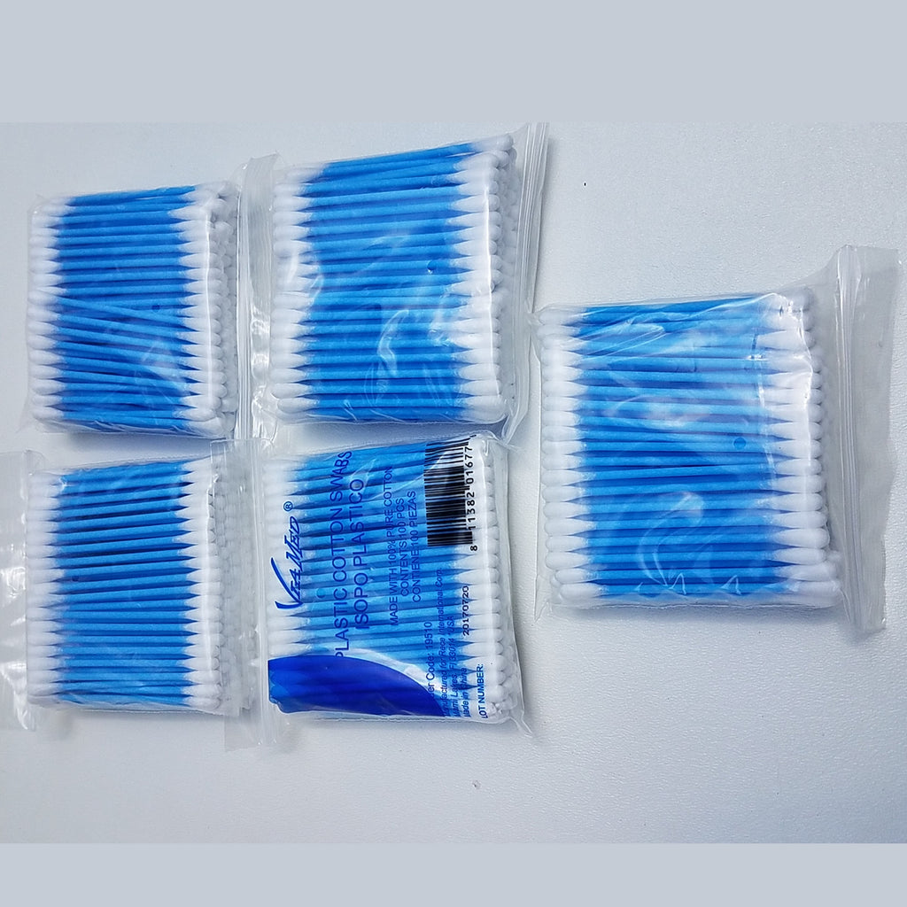 19510 Cotton Swabs Double Q Tip 3” - Plastic - White - Pink - Yellow - Blue Colors (500)