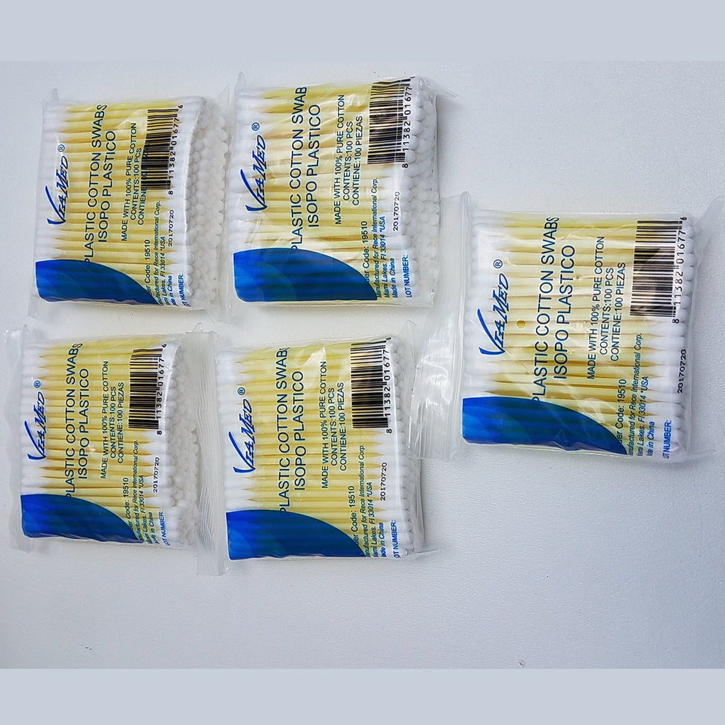 19510 Cotton Swabs Double Q Tip 3” - Plastic - White - Pink - Yellow - Blue Colors (500)