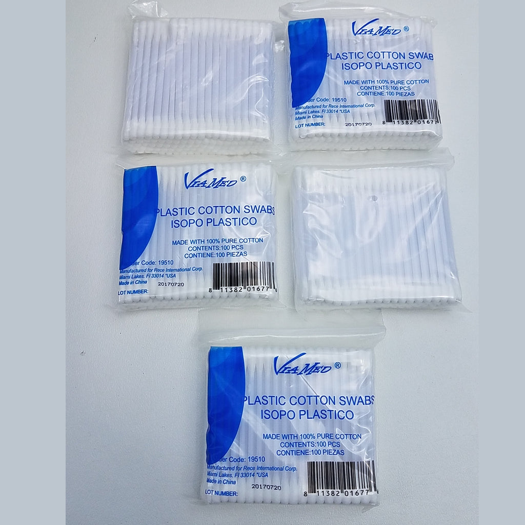 19510 Cotton Swabs Double Q Tip 3” - Plastic - White - Pink - Yellow - Blue Colors (500)