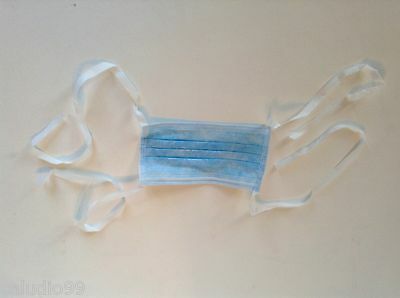 1000 Surgical Medical Face Mask Tie On High Filtration Cap Blue Color 3 Ply NEW