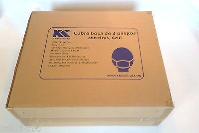 1000 Surgical Medical Face Mask Tie On High Filtration Cap Blue Color 3 Ply NEW