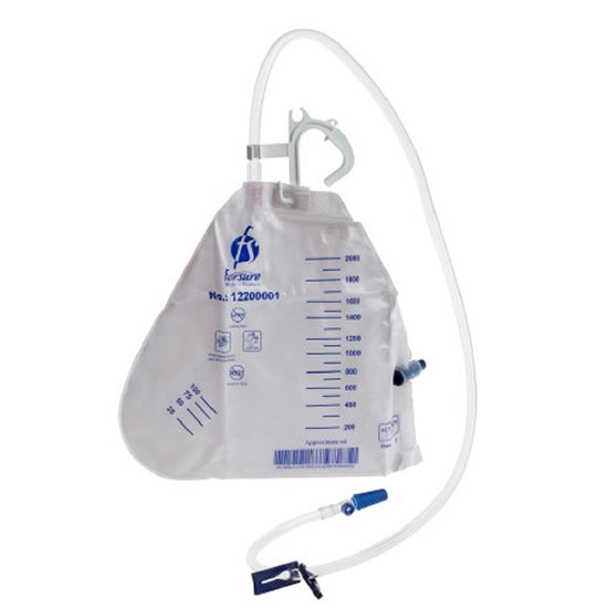 1 Urine Urinary Drainage Bag 2000 ml Antireflux Valve Vented T-Tap Outlet Drain