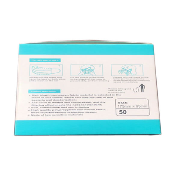 50Pcs Disposable Filter Mask 3 Ply Earloop Face Masks