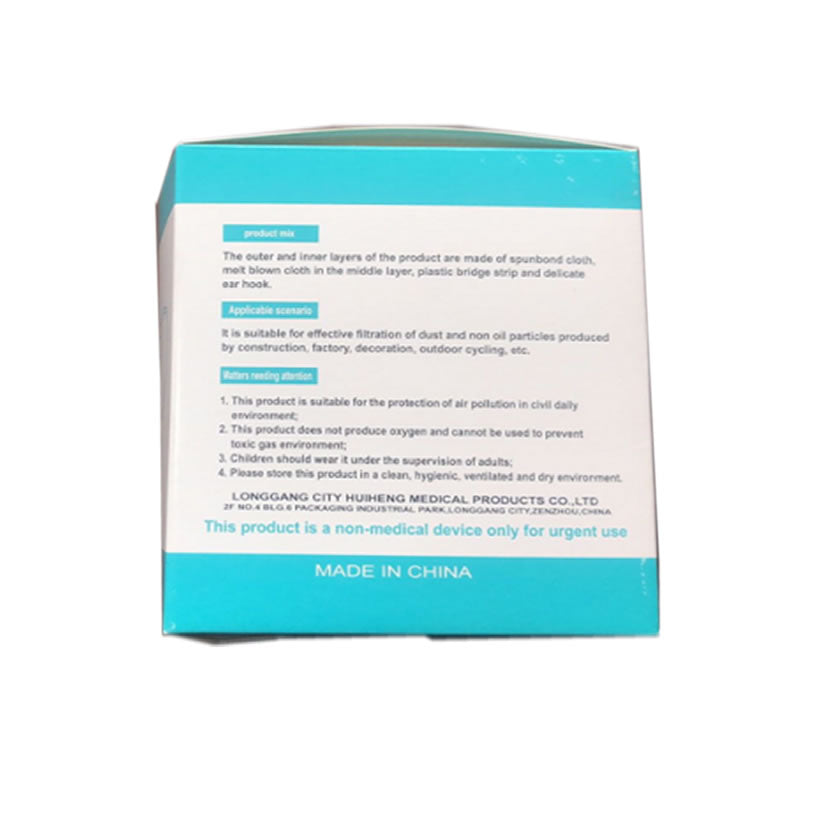 50Pcs Disposable Filter Mask 3 Ply Earloop Face Masks