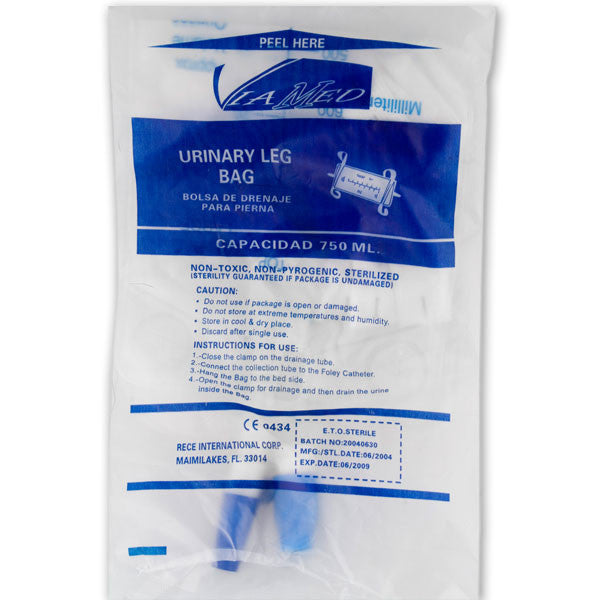 3 Pieces Urinary Urine Leg Bag 750 Cc Anti Reflux Valve With Straps Sterile,