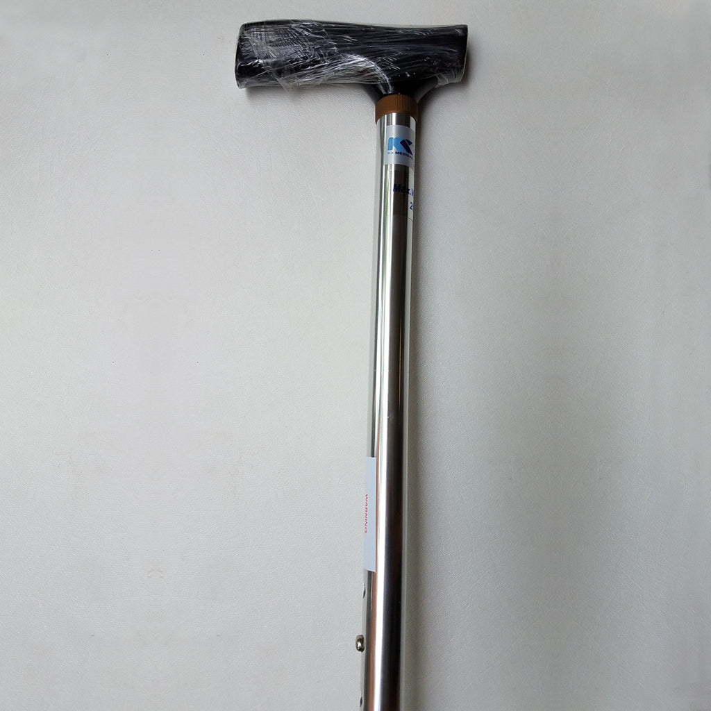 Adjustable Height Quad Cane Walking Stick Aid Four Legs Small Base Silver