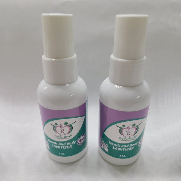 Rapha Health Hands and Body SANITIZER w/ Aloe Vera, Alcohol Free 2 oz (2 Pack)