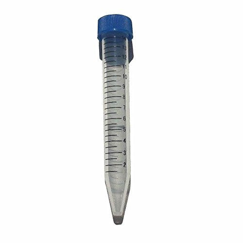 Centrifuge Tubes 15ml Sterile Conical Button Blue Cap Tube on Foam Rack, 50 Pieces