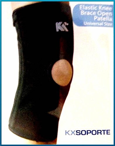 Universal Size Adjustable (Elastic) Black Knee Brace Open Patella, Universal Size