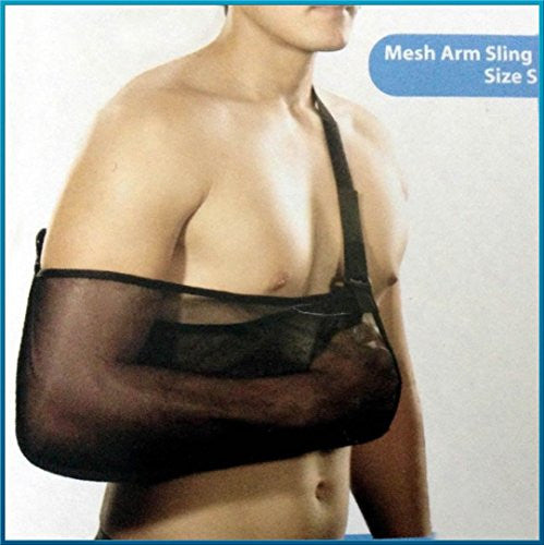 Orthopedic Arm Sling With Pad Shoulder Immobilizer Black Mesh Fabric (S)