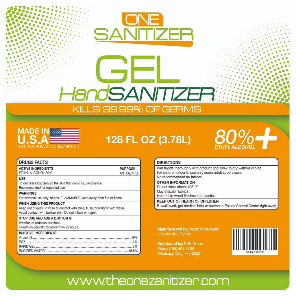 The One Sanitizer Hands and Body SANITIZER, Ethyl Alcohol 80%. 128FL OZ / 3.78L