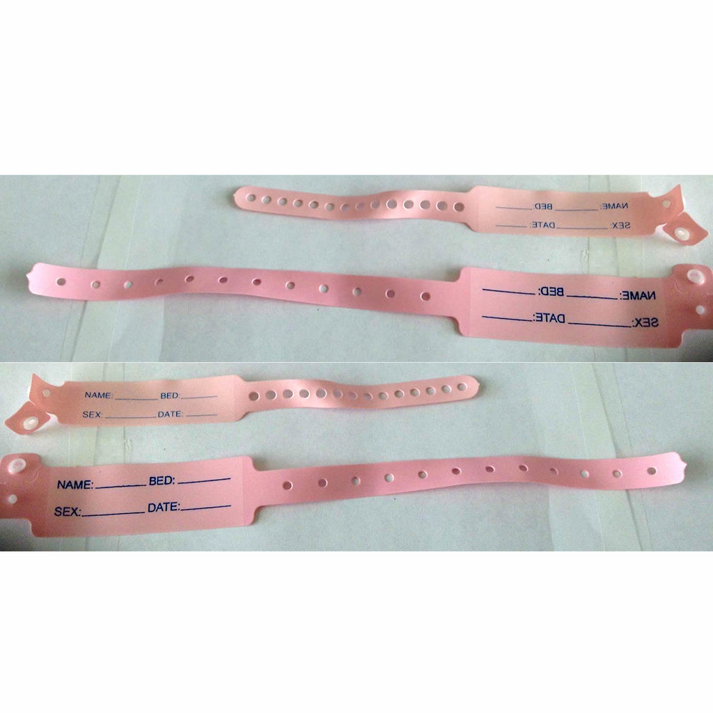 ID Bracelet Pink Hospital Medical Resort Adult Write On Disposable 100 Pcs NEW
