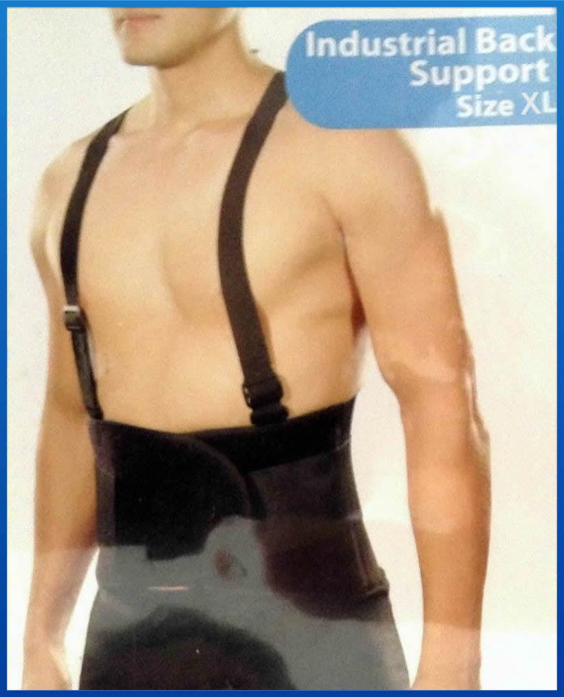 Industrial Back Brace Lumbar Support With suspenders Lift Belt Black Belt - Size XL