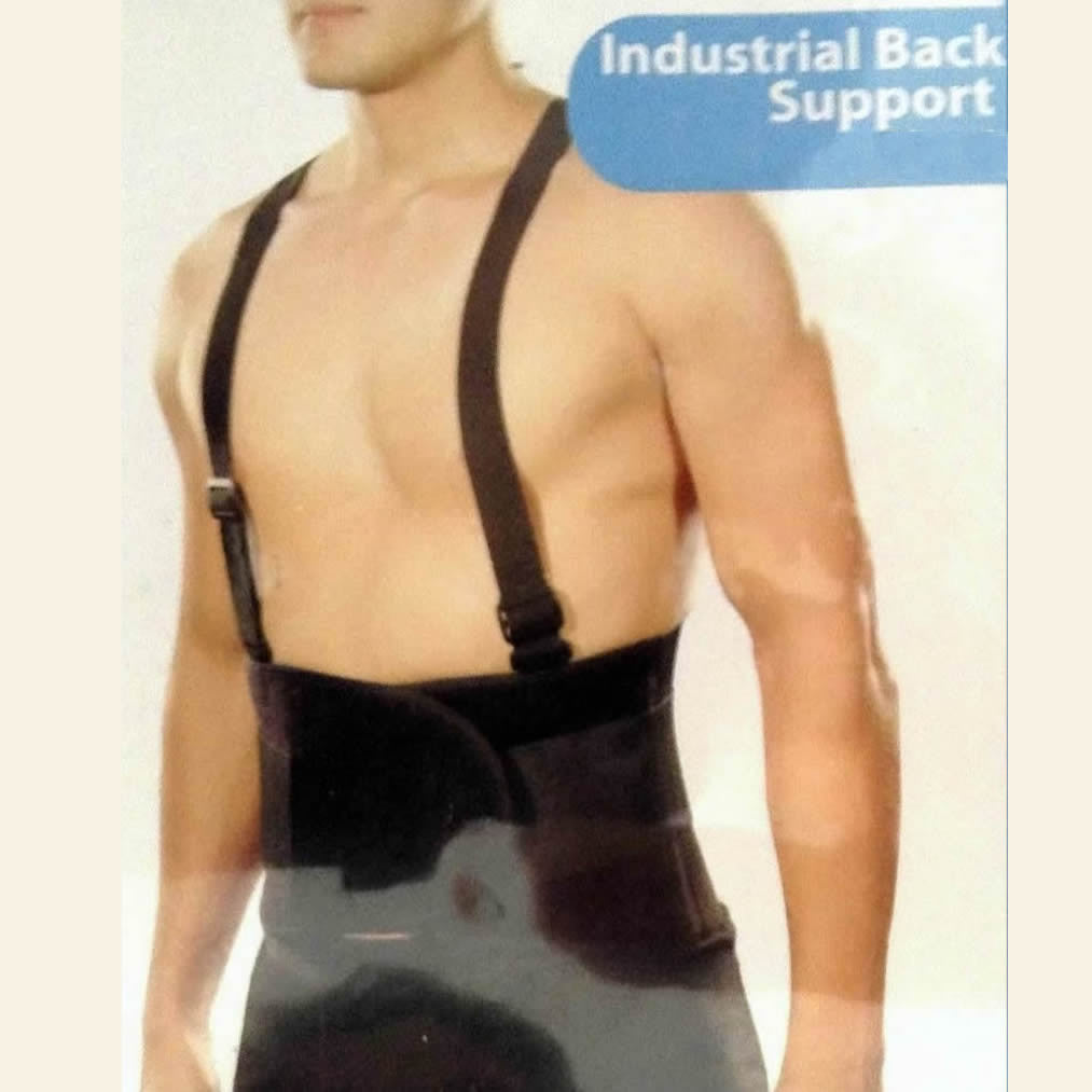 Industrial Back Brace Lumbar Support With suspenders Lift Belt Black Belt - Size L