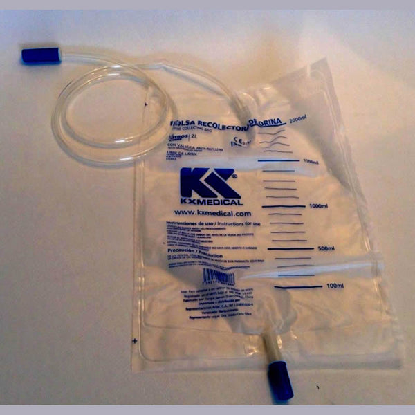 Disposable Urinal Drainage Bag 2000 ml Sterile Latex Free Unisex - 10 units