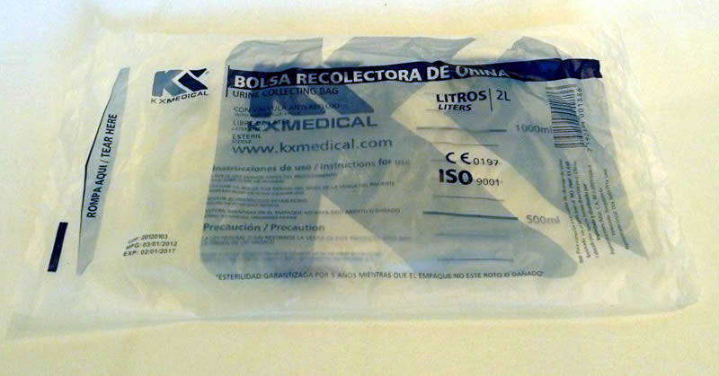 Disposable Urinal Drainage Bag 2000 ml Sterile Latex Free Unisex - 10 units