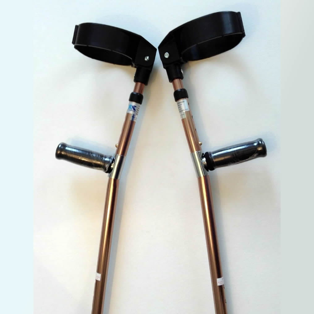 Forearm Crutches Walking Lightweight Adjustable Size M (Pair) Bronze Color NEW
