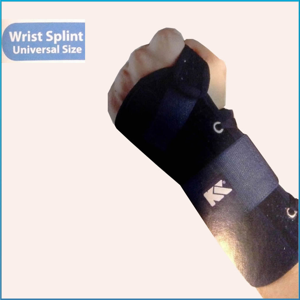 Universal Size Adjustable Wrist Splint support With Velcro Wraps, Black - Left Arm