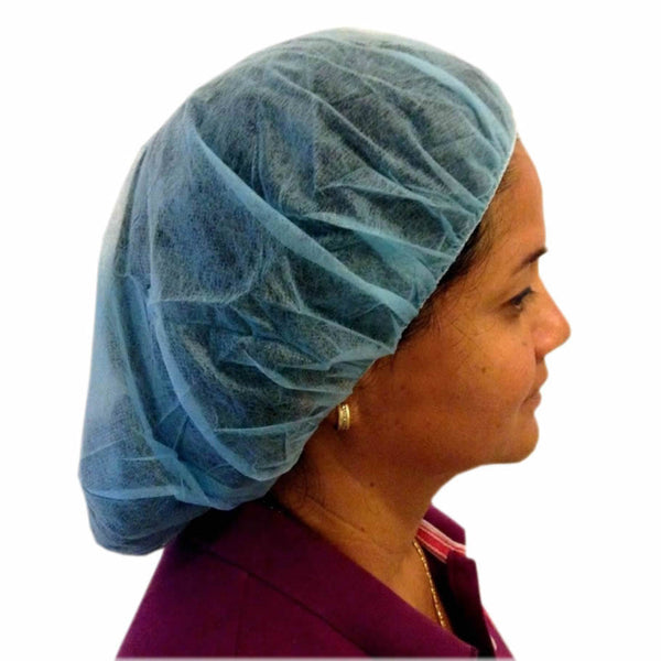 Nurse Bouffant Cap, Blue , 21", Hairnet, Disposable, Dental, Spa - 1000 Pieces