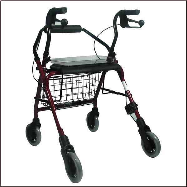 Rollator Rolling Walker With Dual Brakes & Basket, 265 lbs. Weight Capacity