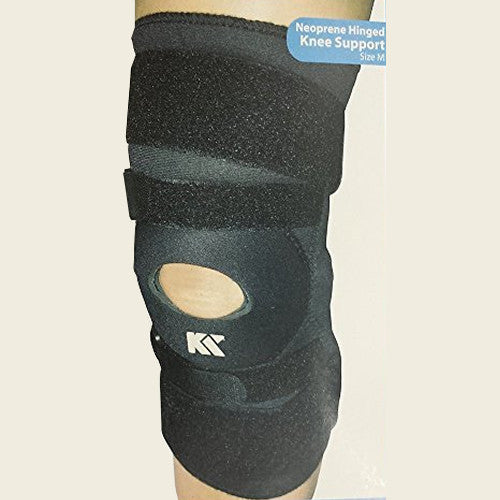 Hinge Knee Support Neoprene Brace Black Sports Unique Knit Design. (Medium)