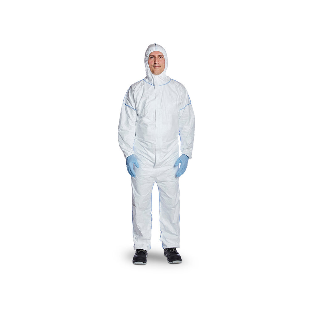 DuPont™ Tyvek® 400 DualFinish. Hooded coverall Zipper and flap, White