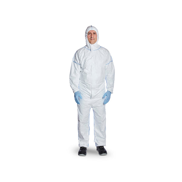 DuPont™ Tyvek® 400 DualFinish. Hooded coverall Zipper and flap, White